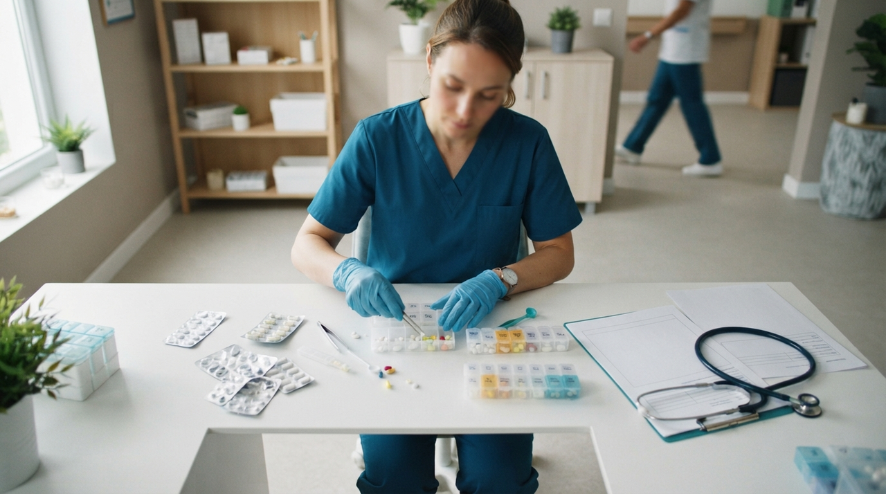 Médecin coordonnateur consultant un dossier de gestion des risques en EHPAD