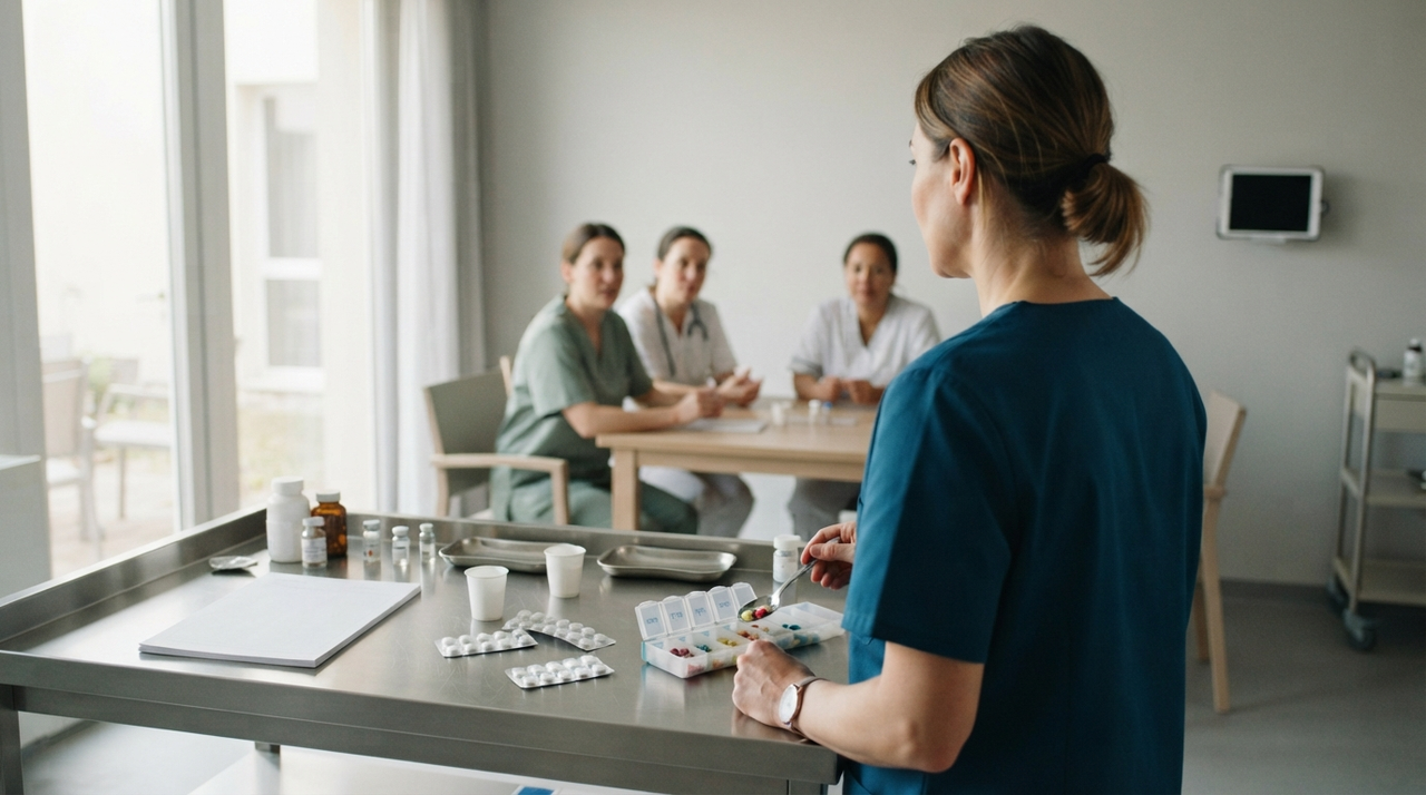 Boîtes de médicaments sur une étagère de pharmacie, vue de face