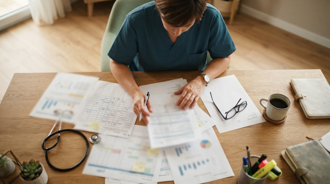 Médecin coordonnateur échangeant avec une équipe soignante dans un EHPAD adossé à un hôpital de proximité